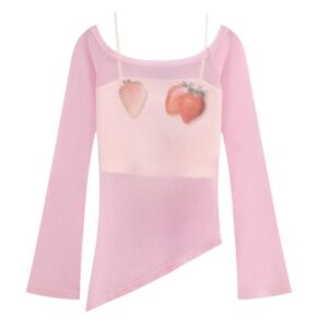 Trendy Strawberry Graphic Long Sleeve