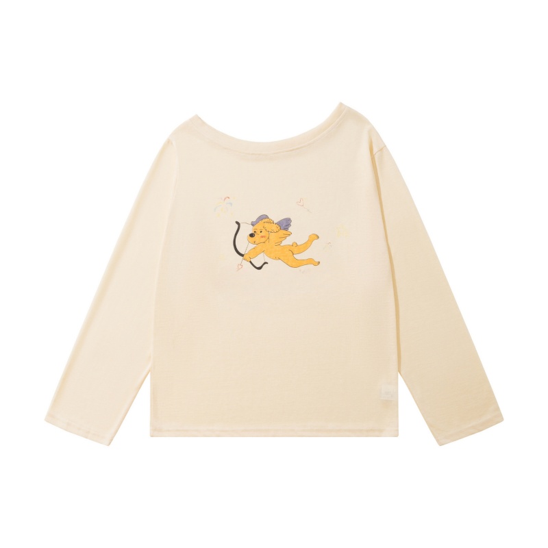 Unique Dog Print Long-Sleeve Top — Yellow