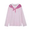 Navy Striped Collar Long Sleeve Top