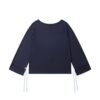 Loose-Fit Long-Sleeve Top With Tie Details — Navy Blue