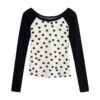 Classic Polka Dot Slim-Fit Long-Sleeve Top