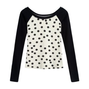 Classic Polka Dot Slim-Fit Long-Sleeve Top