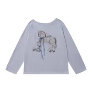 Trendy Pony Print Off-Shoulder Long-Sleeve Top
